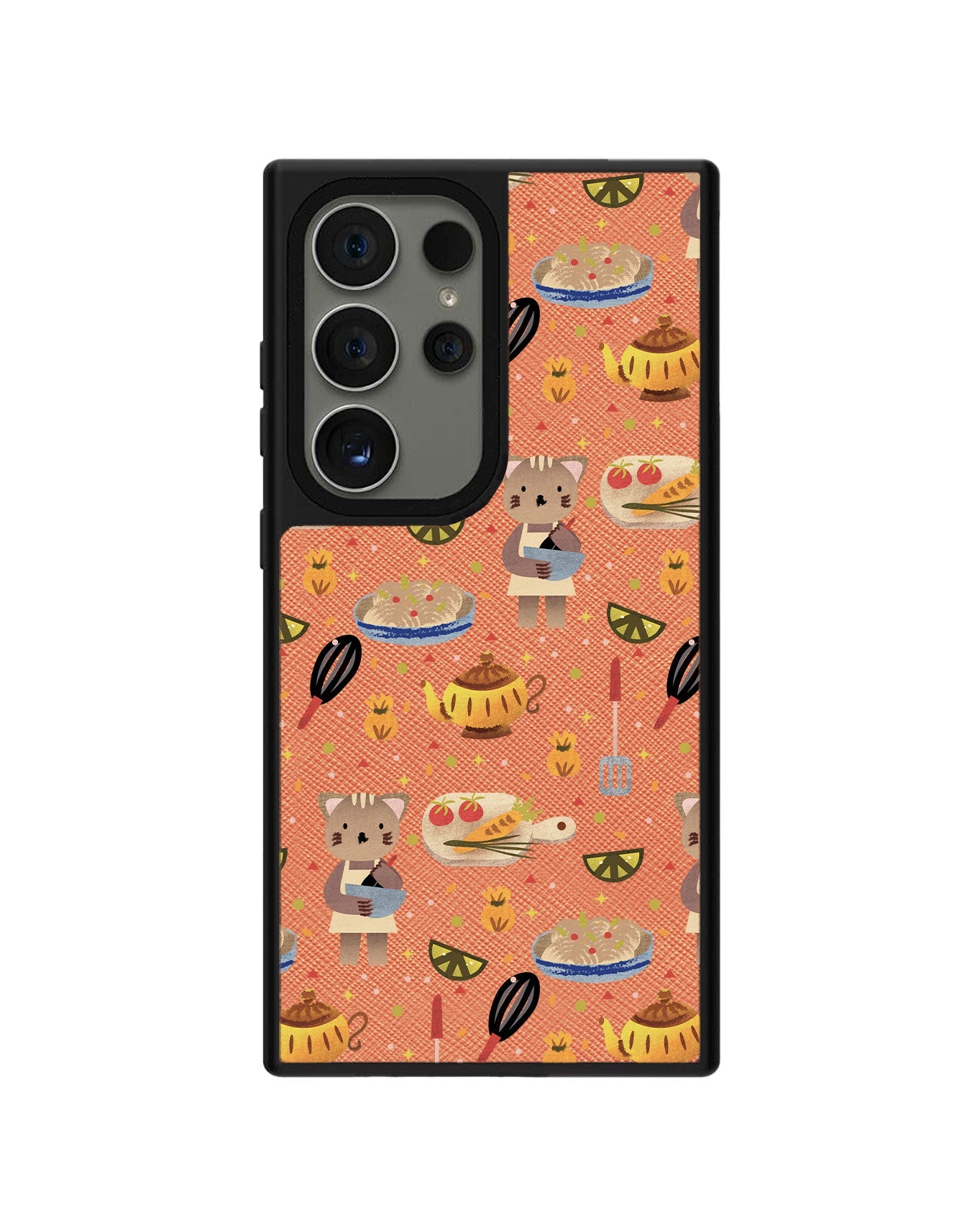 Android Leather Grip - Cooking Cat