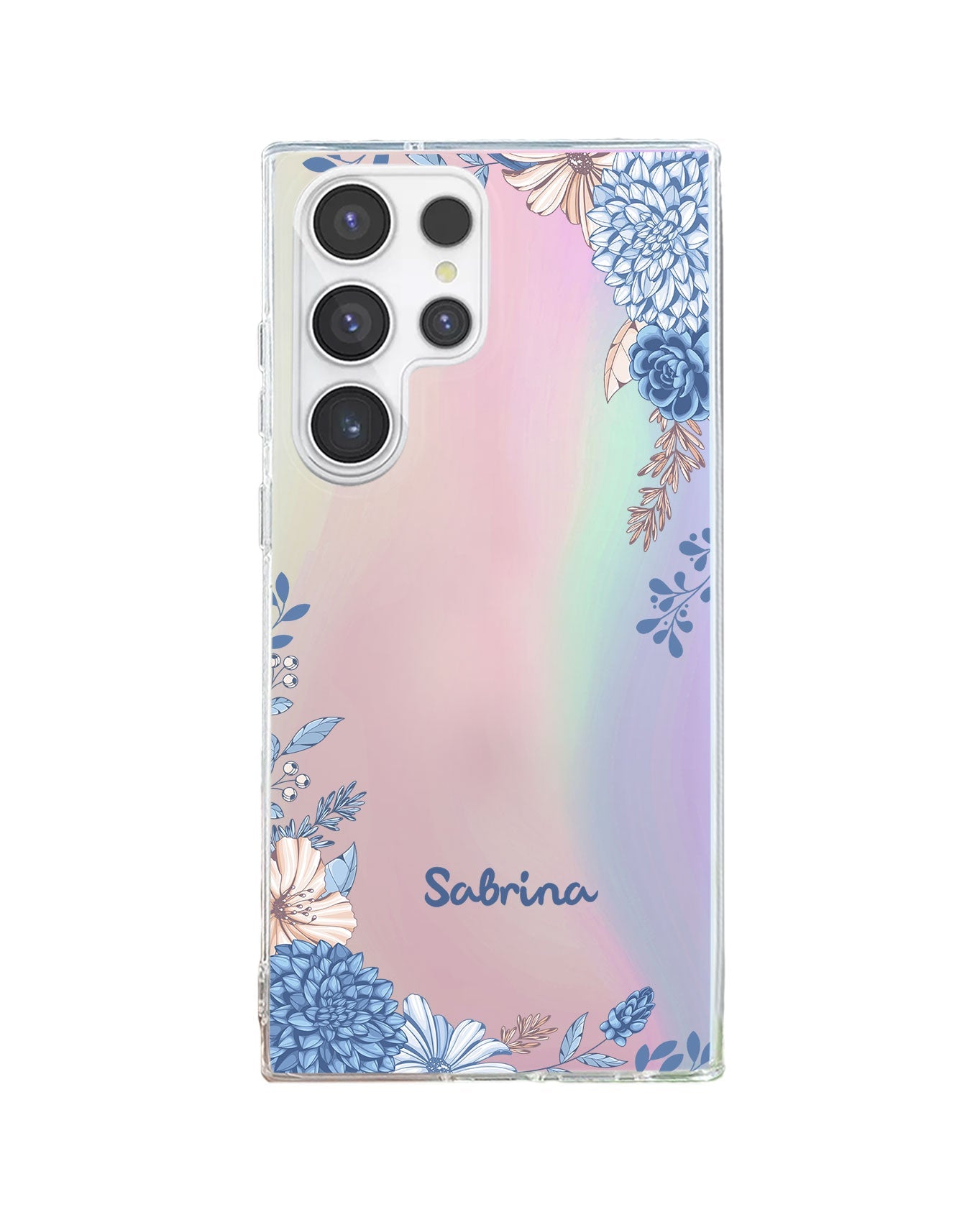 Android Rearguard Holo - ลายดอกไม้สีน้ำเงิน