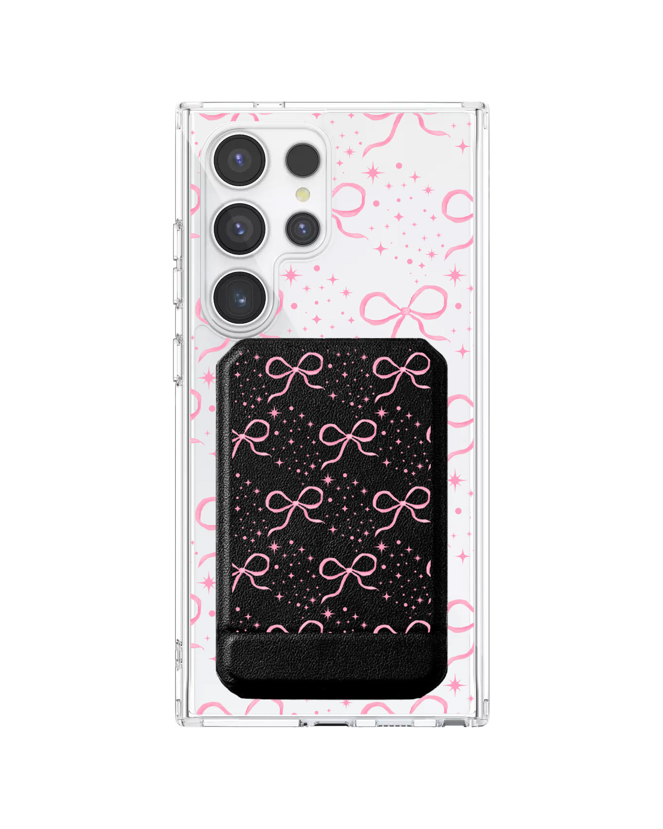 Android Magnetic Multifold Wallet - Coquette Glittery Bow