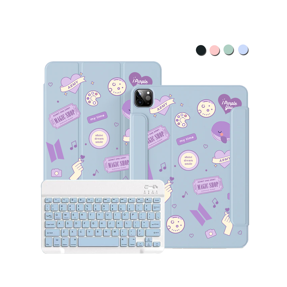 ฝาพับคีย์บอร์ดไร้สายสำหรับ iPad / Android - สติ๊กเกอร์ BTS