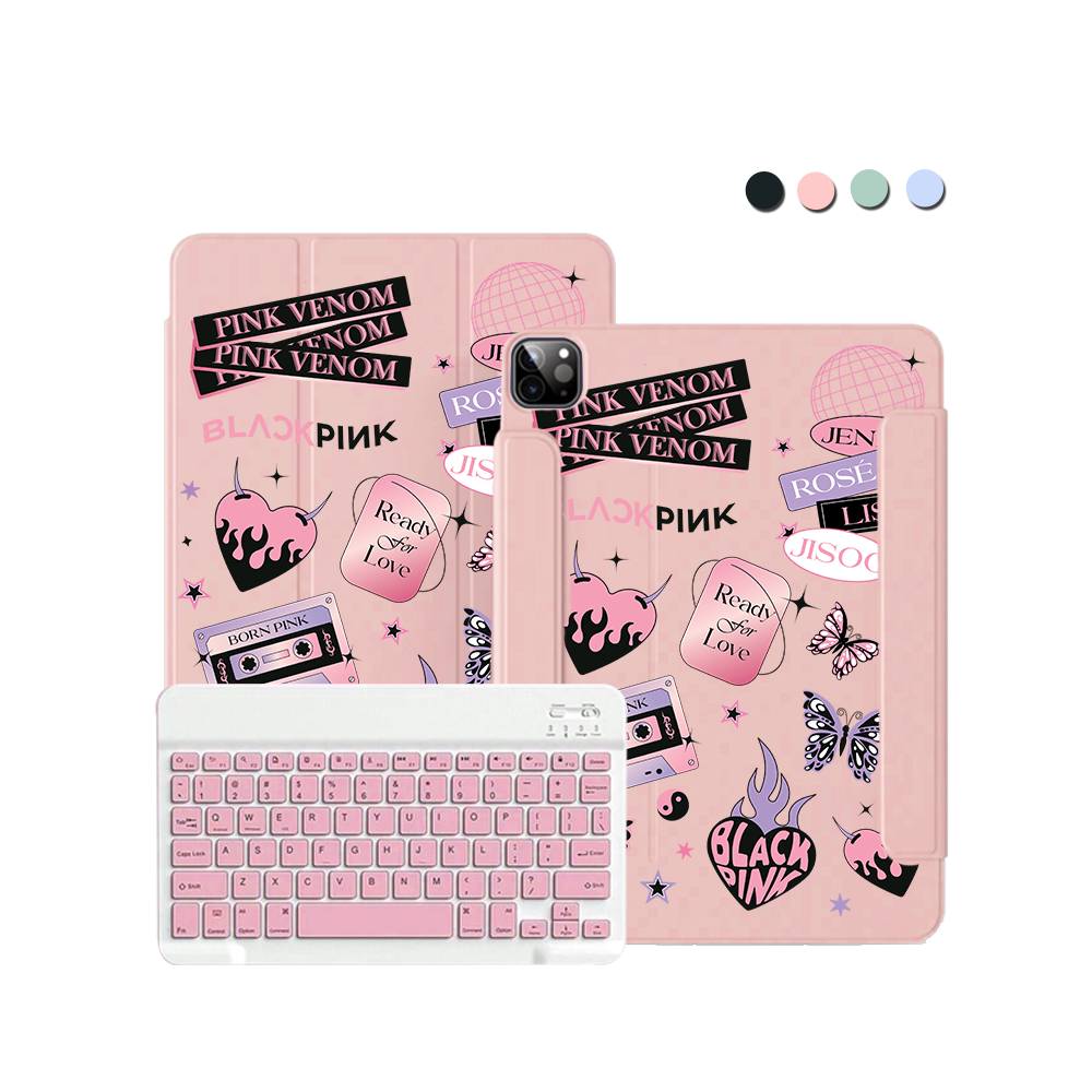 ฝาพับคีย์บอร์ดไร้สายสำหรับ iPad / Android - Blackpink Born Pink
