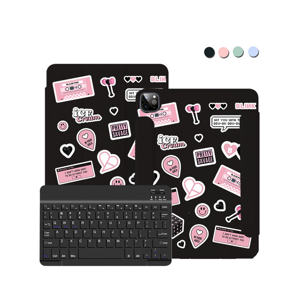 สติ๊กเกอร์ Blackpink สำหรับ iPad / Android คีย์บอร์ดไร้สายแบบพลิกได้