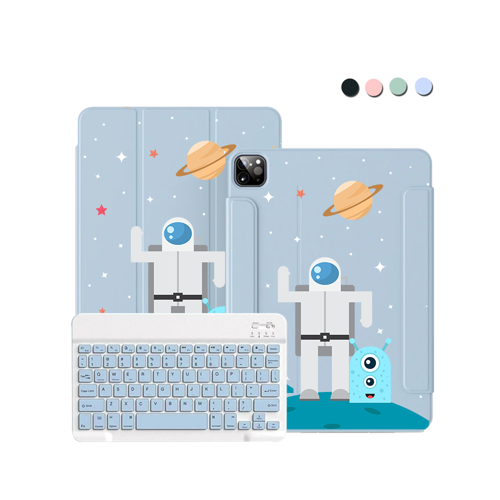 ฝาพับคีย์บอร์ดไร้สายสำหรับ iPad / Android Tab - Blue Alien