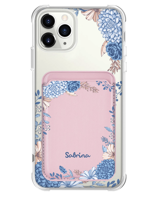 iPhone Magnetic Wallet Case - Blue Florals