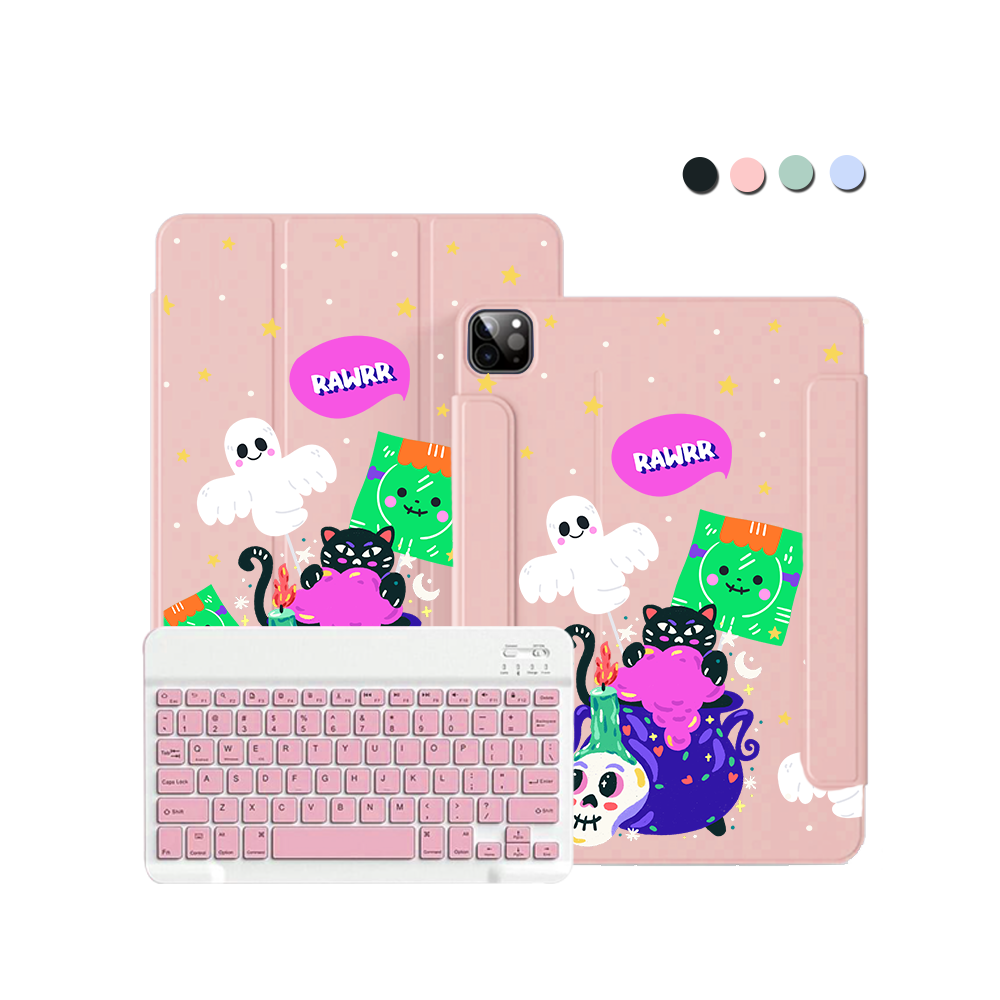 ฝาพับคีย์บอร์ดไร้สายสำหรับ iPad / Android Tab - Cat Monster