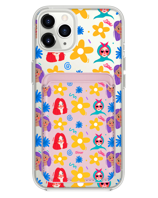 iPhone Magnetic Wallet Case - Daisy Faces