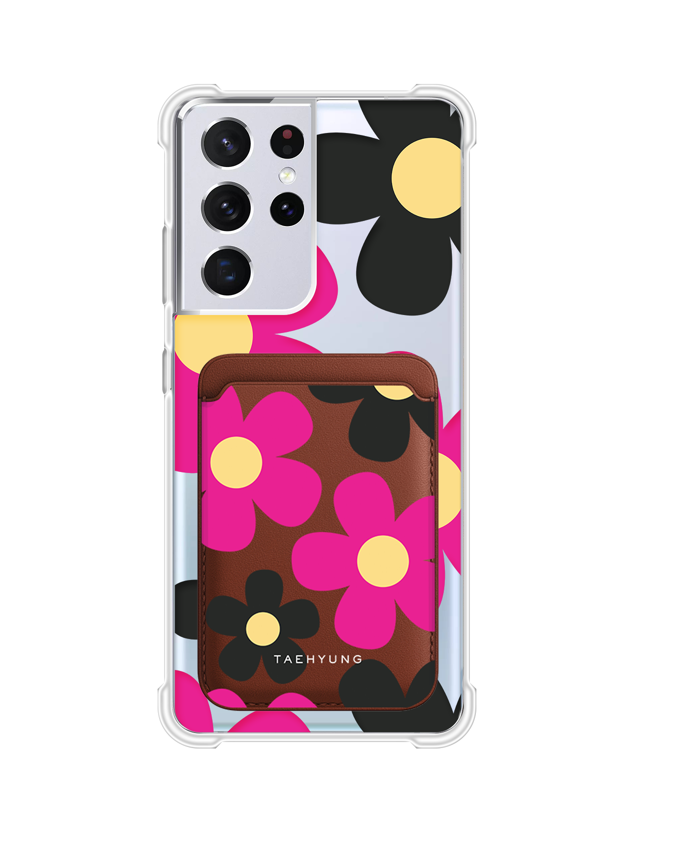 حافظة مغناطيسية لأجهزة أندرويد - وردي فاقع