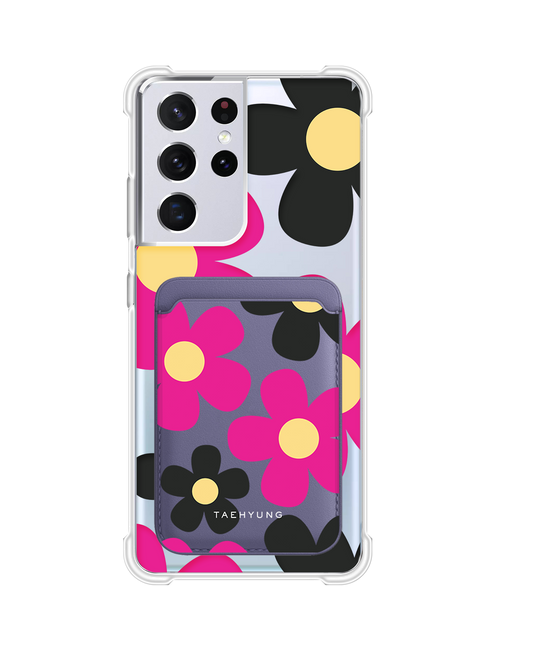 Android Magnetic Wallet Case - Daisy Hot Pink