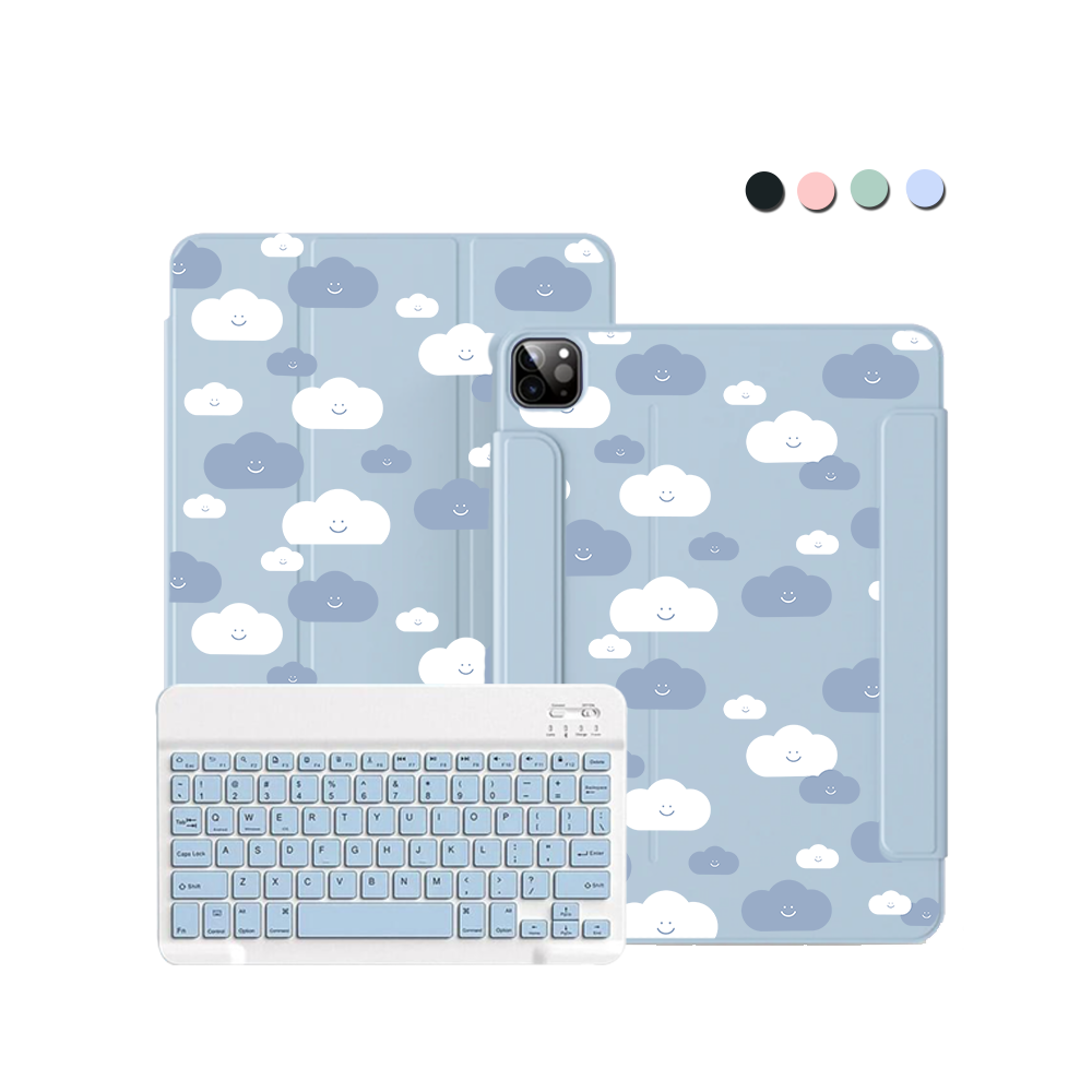 ฝาพับคีย์บอร์ดไร้สายสำหรับ iPad / Android - ลายเมฆ