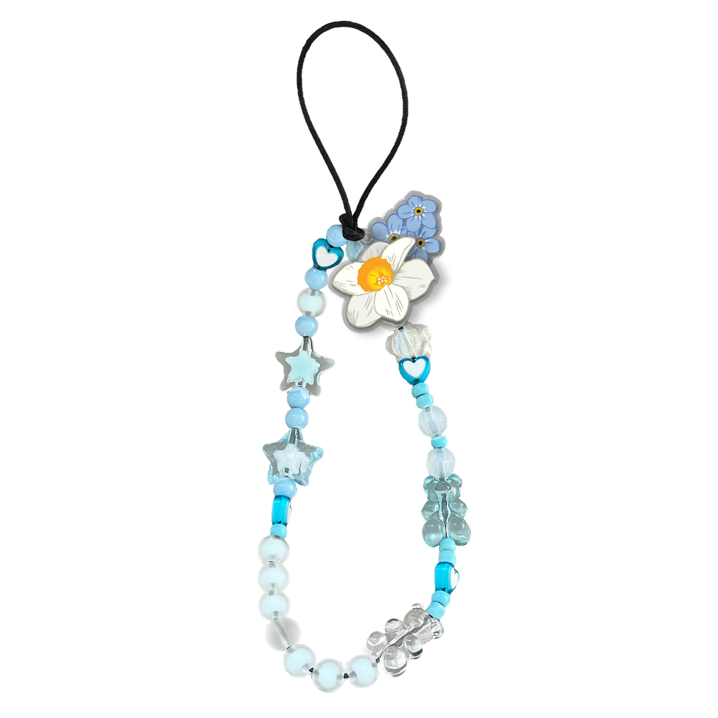 Beaded Strap with Acrylic Charm - December Narcissus