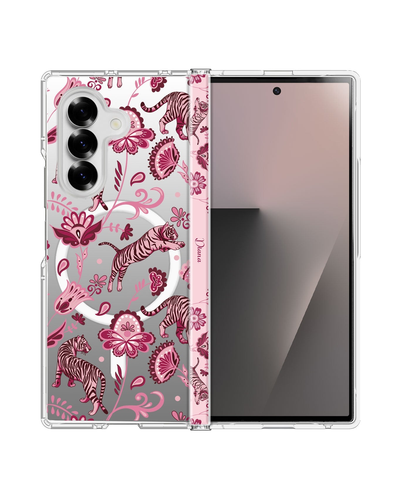 Android Flip / Fold Rearguard Hinge - Tiger & Floral 2.0