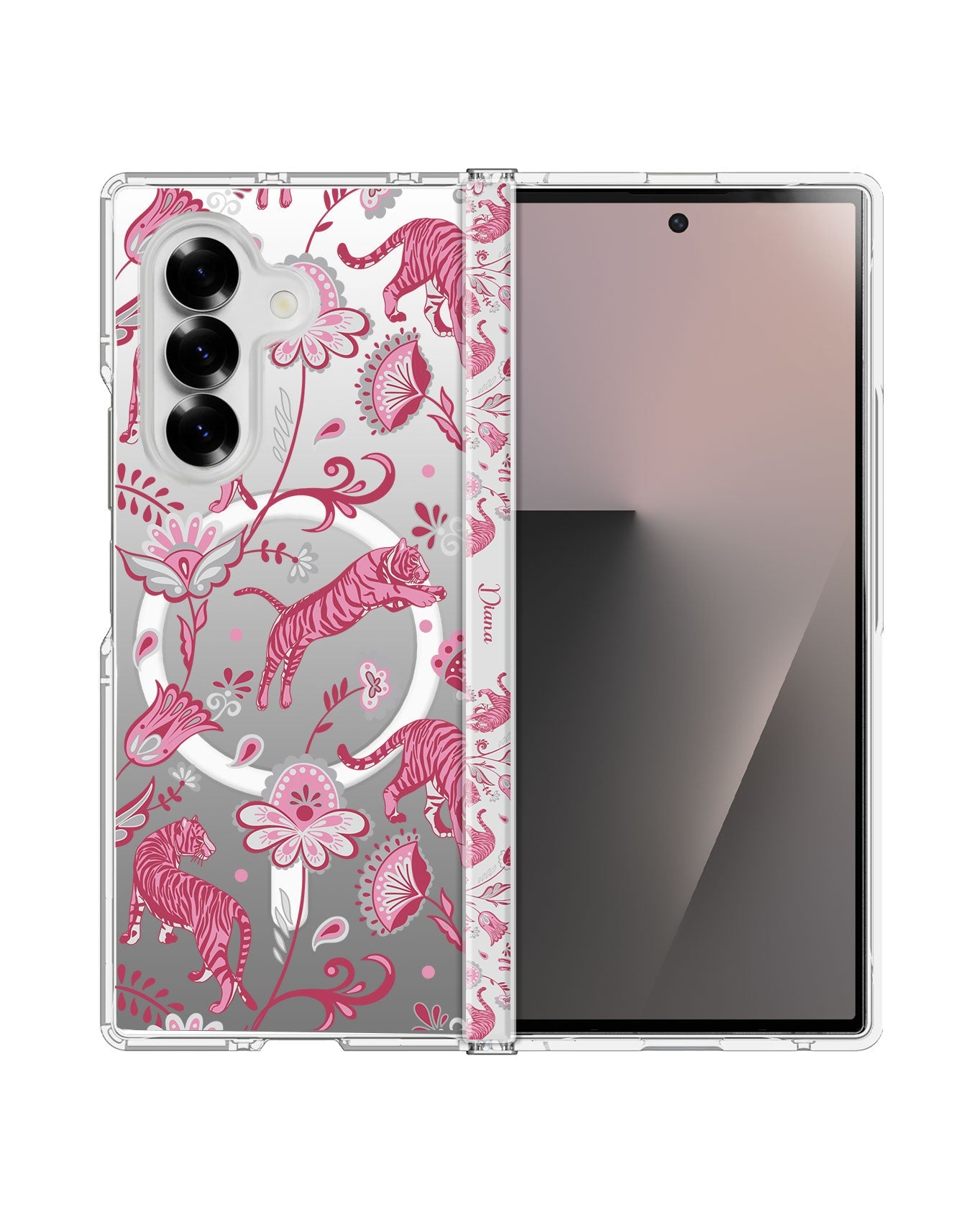 Android Flip / Fold Rearguard Hinge - Tiger & Floral 7.0