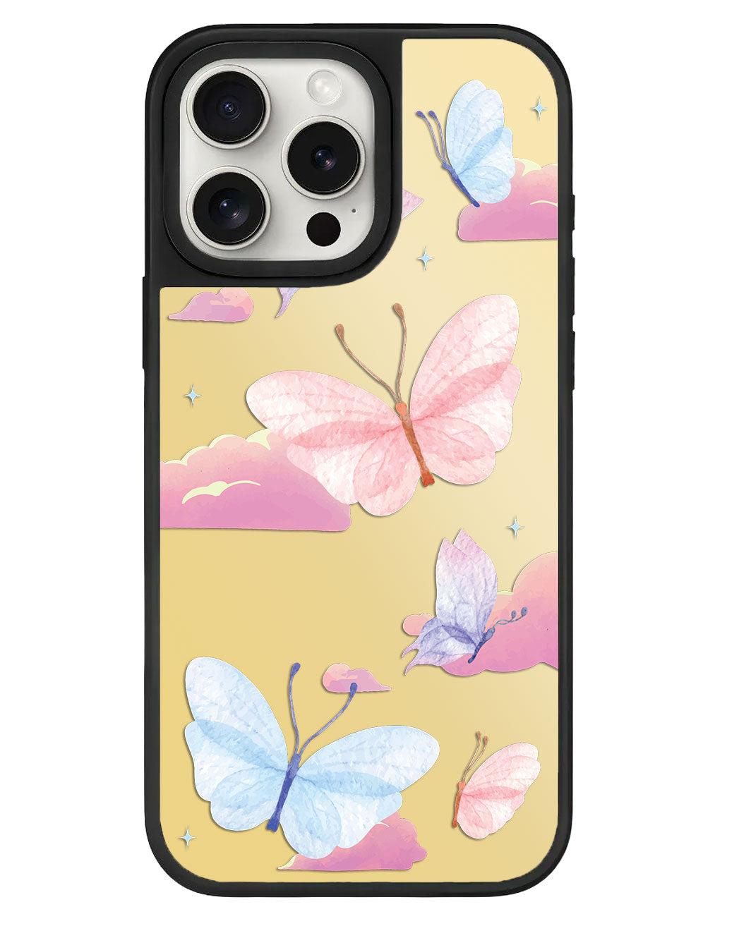 iPhone Mirror Grip - ลายผีเสื้อและเมฆ