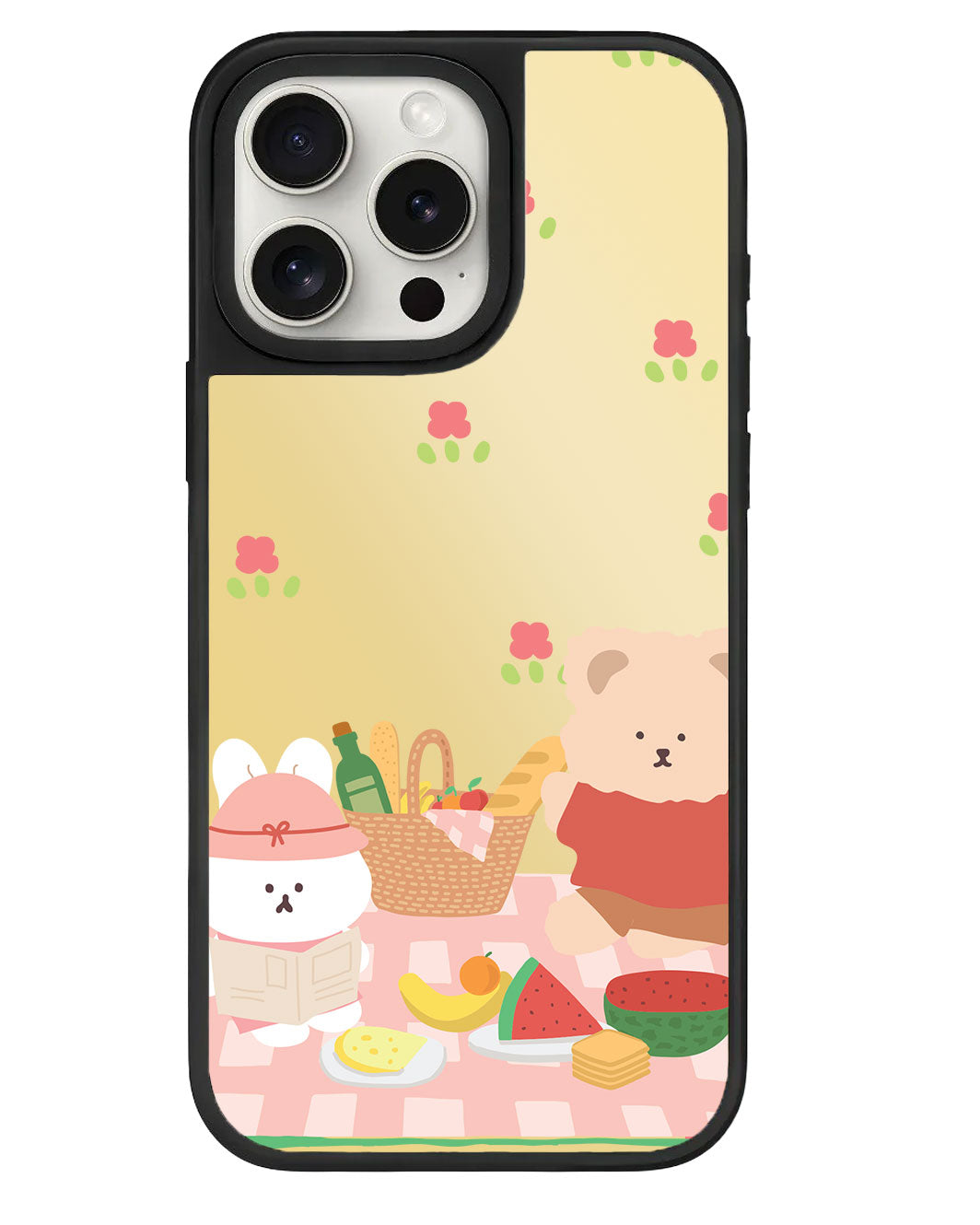 ที่จับกระจกสำหรับ iPhone - Picnic Bear สีชมพู