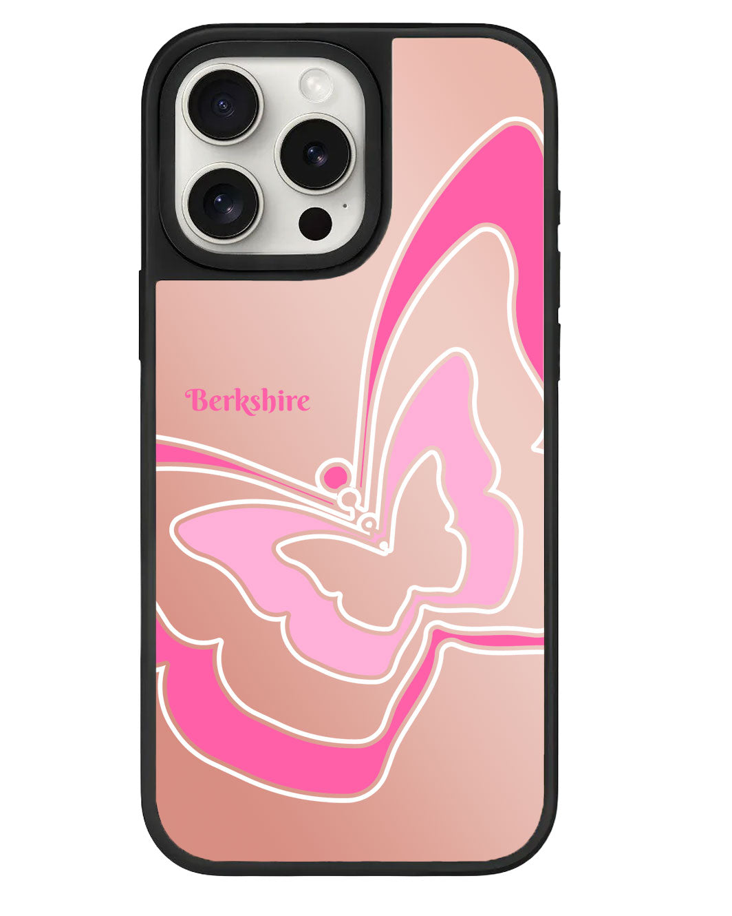 iPhone Mirror Grip - กระจกทรงผีเสื้อสีชมพู