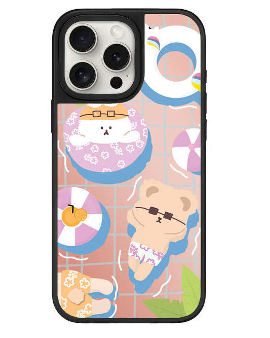 مقبض مرآة للآيفون - وردي لحفلات السباحة