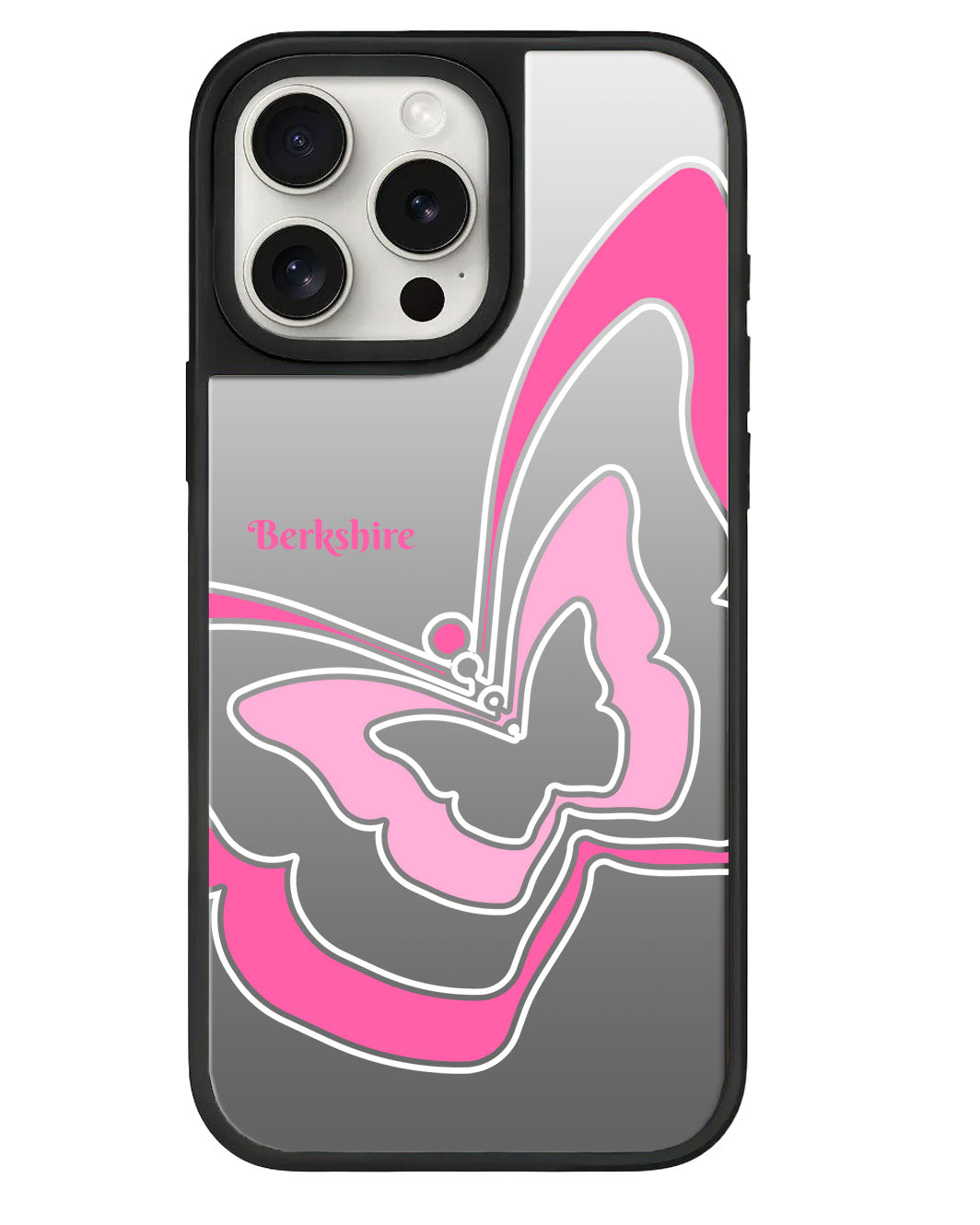iPhone Mirror Grip - กระจกทรงผีเสื้อสีชมพู