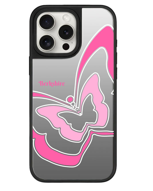 قبضة مرآة آيفون - مرآة الفراشة باللون الوردي