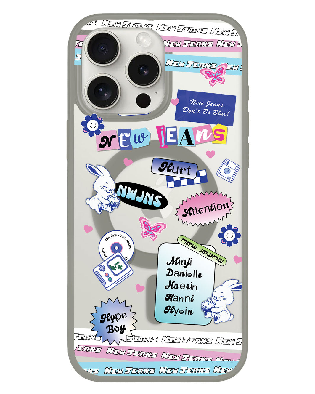 مجموعة ملصقات حماية خلفية هجينة لهاتف iPhone - NEW JEANS