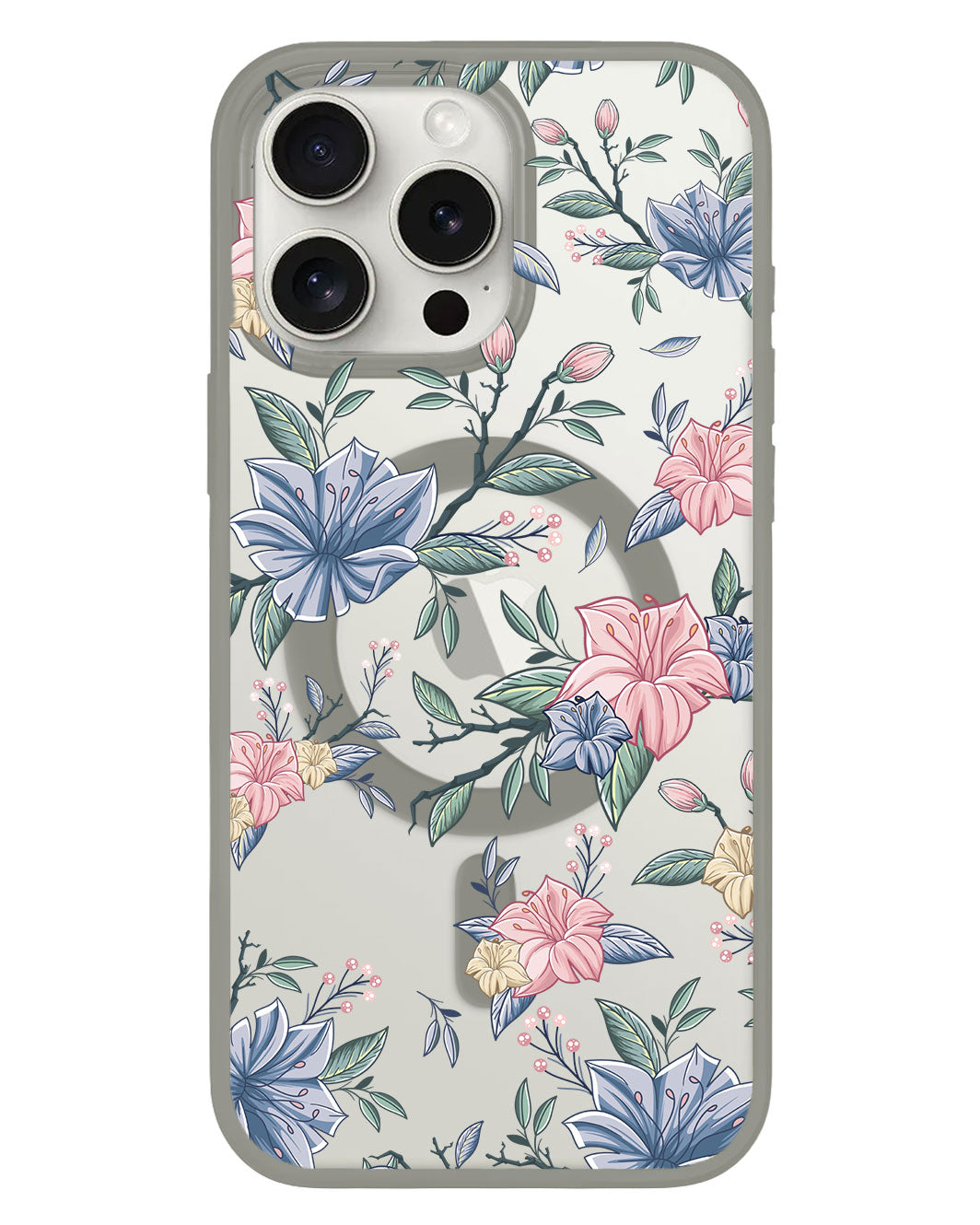 iPhone Rearguard Hybrid - สีชมพูและลายดอกไม้สีน้ำเงิน