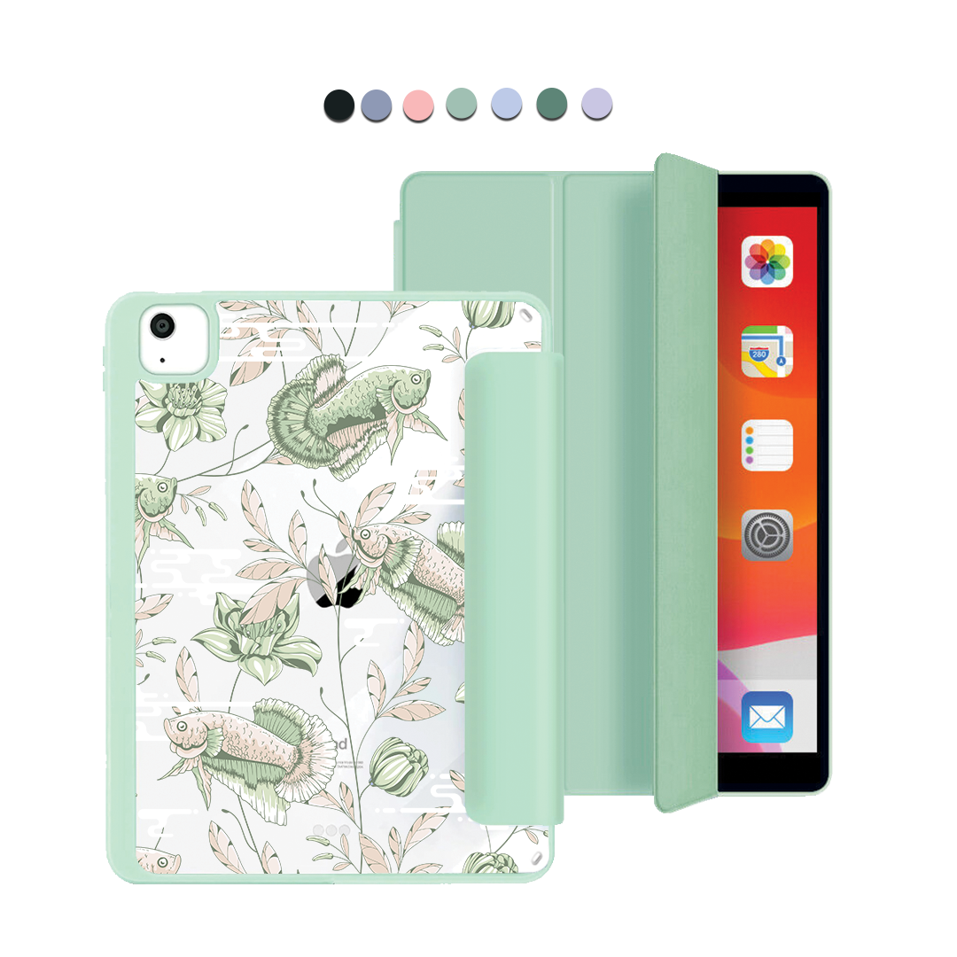 ฝาพับอะคริลิกสำหรับ iPad - ลายปลาและดอกไม้ 6.0