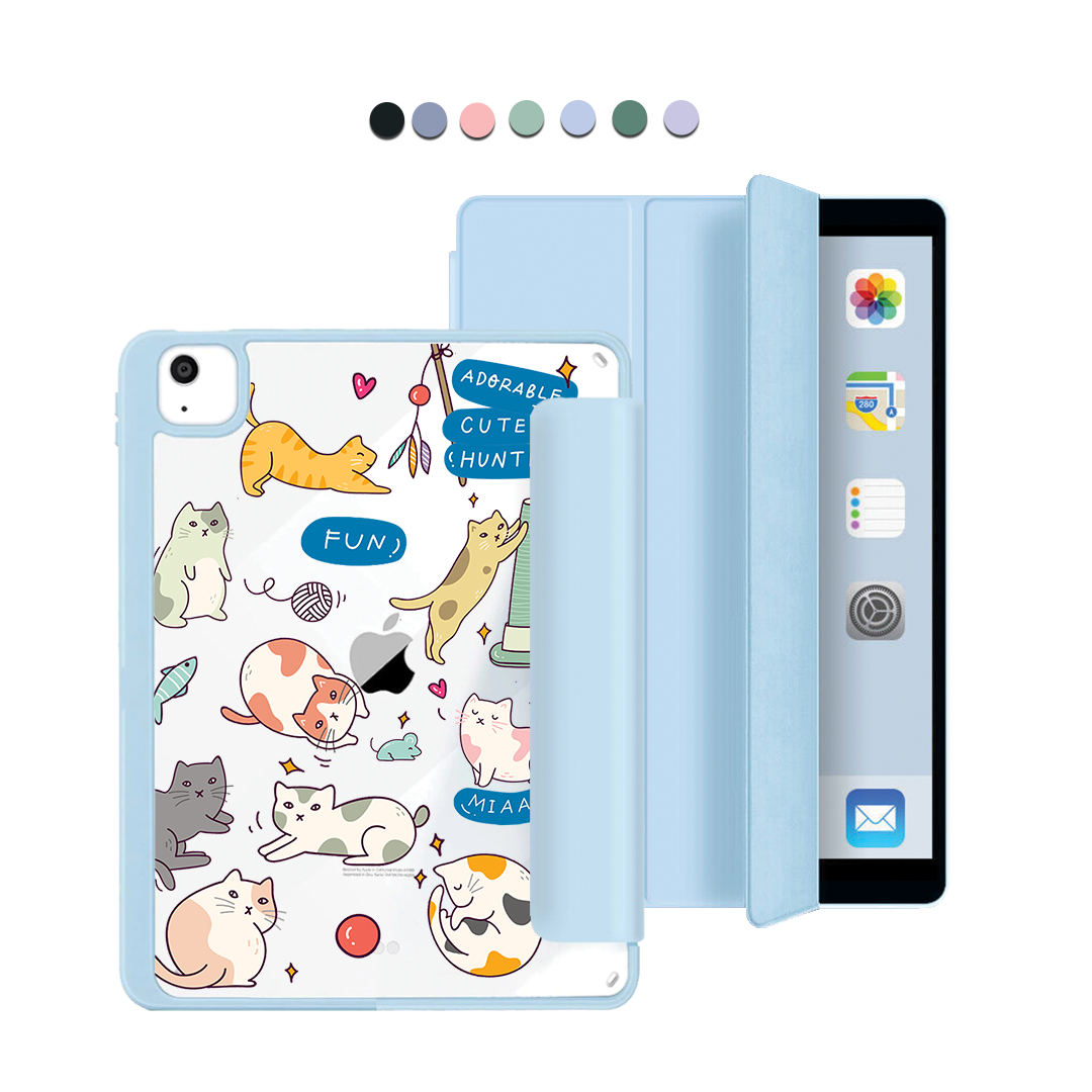 ฝาพับอะคริลิกสำหรับ iPad - ลายแมวขี้เล่น 2.0