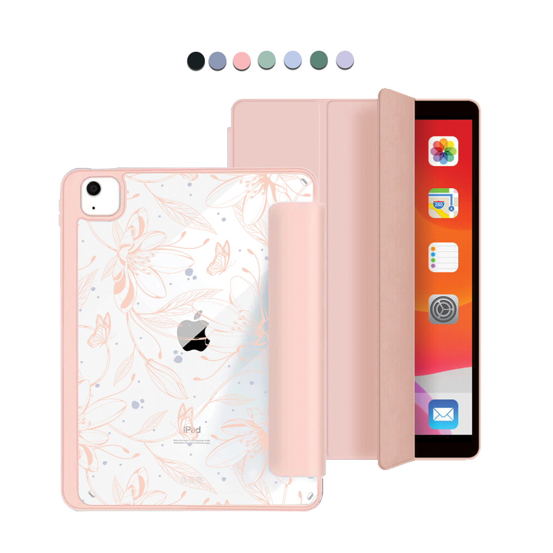 ฝาพับอะคริลิกสำหรับ iPad - ลายดอกไม้และผีเสื้อ 1.0