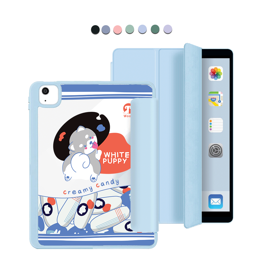 ฝาพับอะคริลิกสำหรับ iPad - ลายลูกสุนัขสีขาว