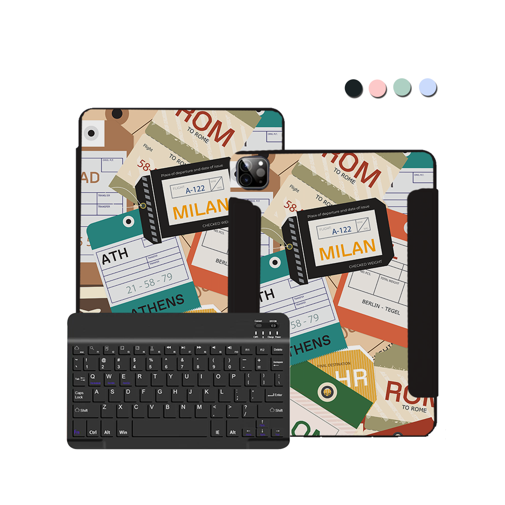 ฝาพับคีย์บอร์ดไร้สายสำหรับ iPad / Android Tab - ป้ายติดกระเป๋าเดินทาง