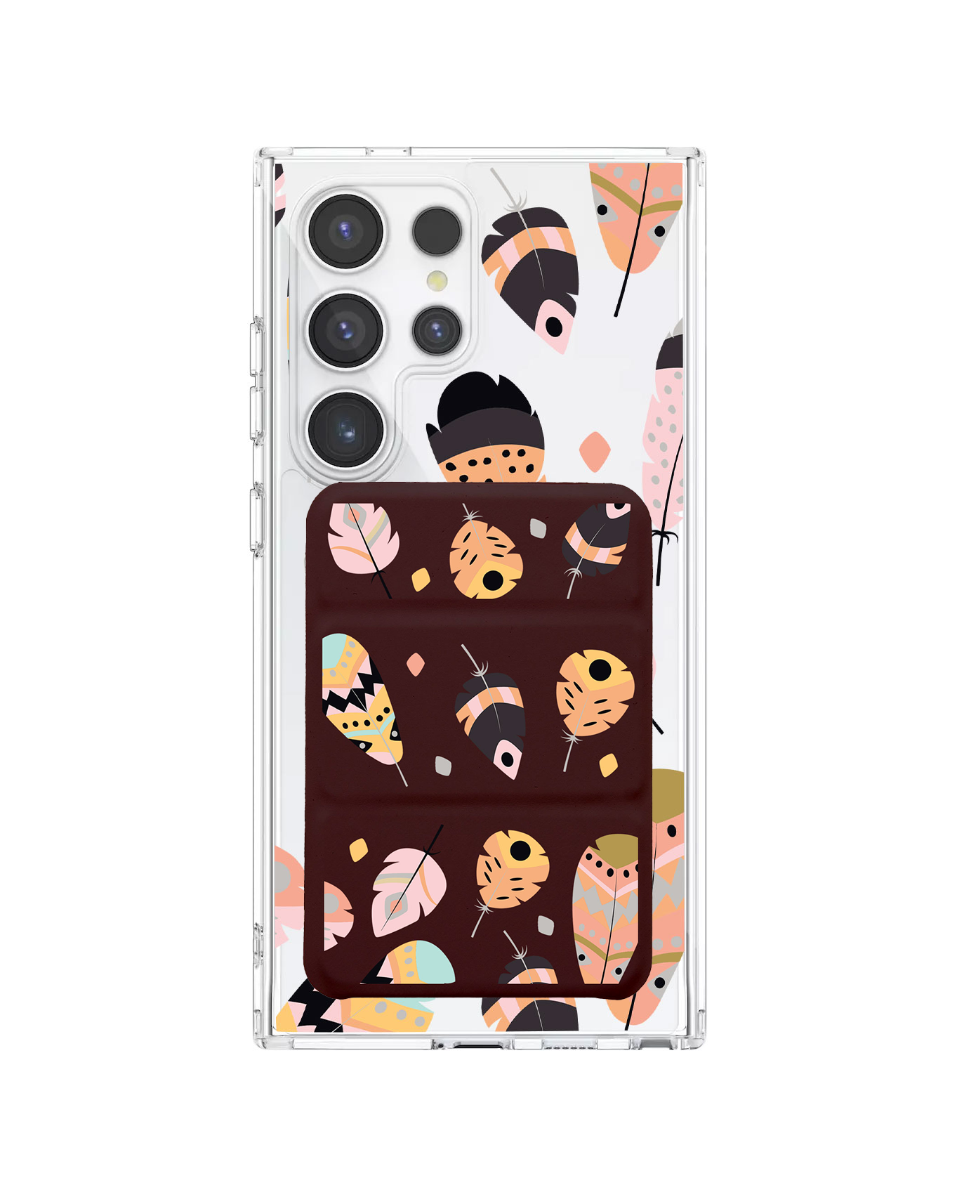 เคสกระเป๋าสตางค์พับสามทบแบบแม่เหล็กสำหรับ Android - Feathers