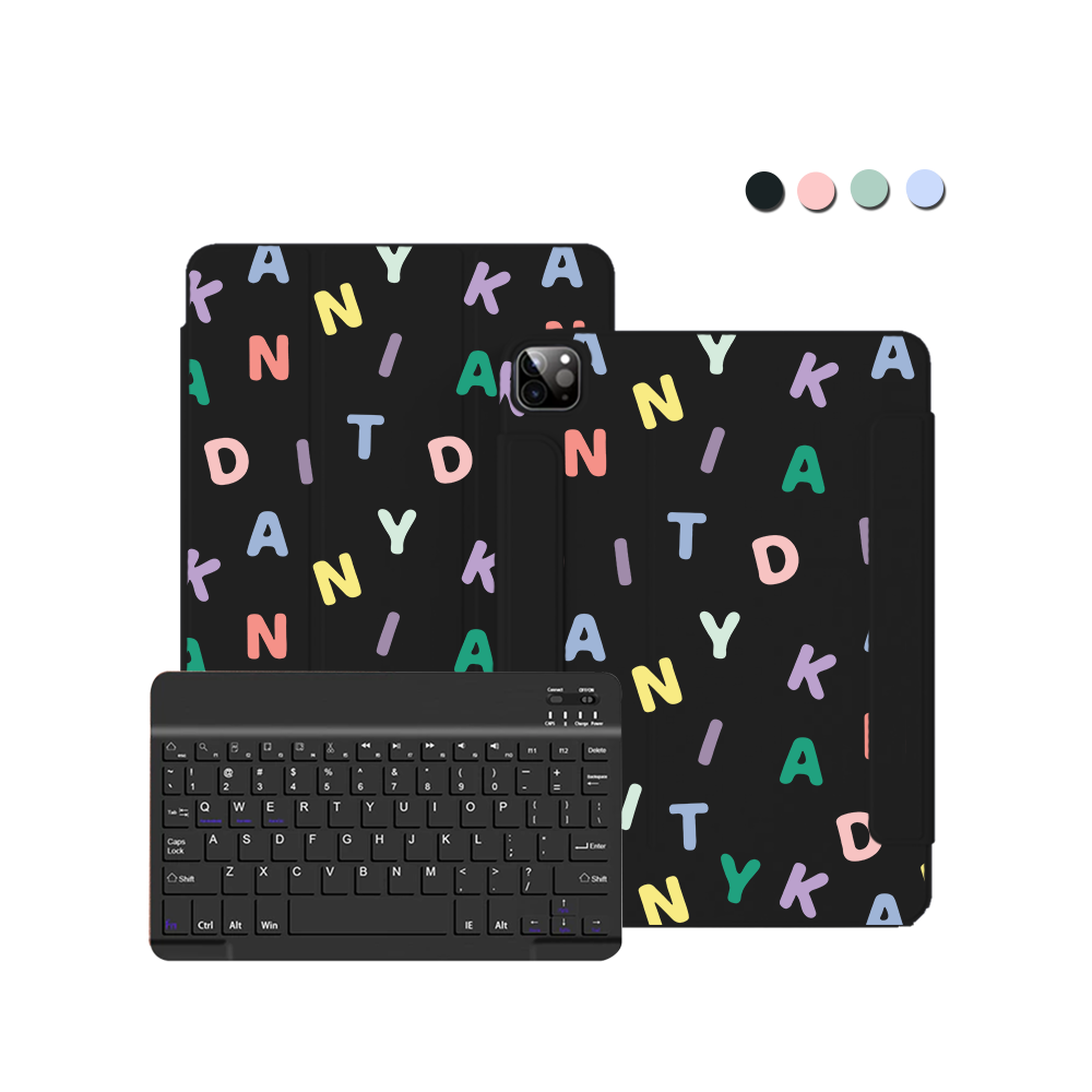ฝาพับคีย์บอร์ดไร้สายสำหรับ iPad / Android Tab - CUSTOM Monogram 2.0 Rainbow
