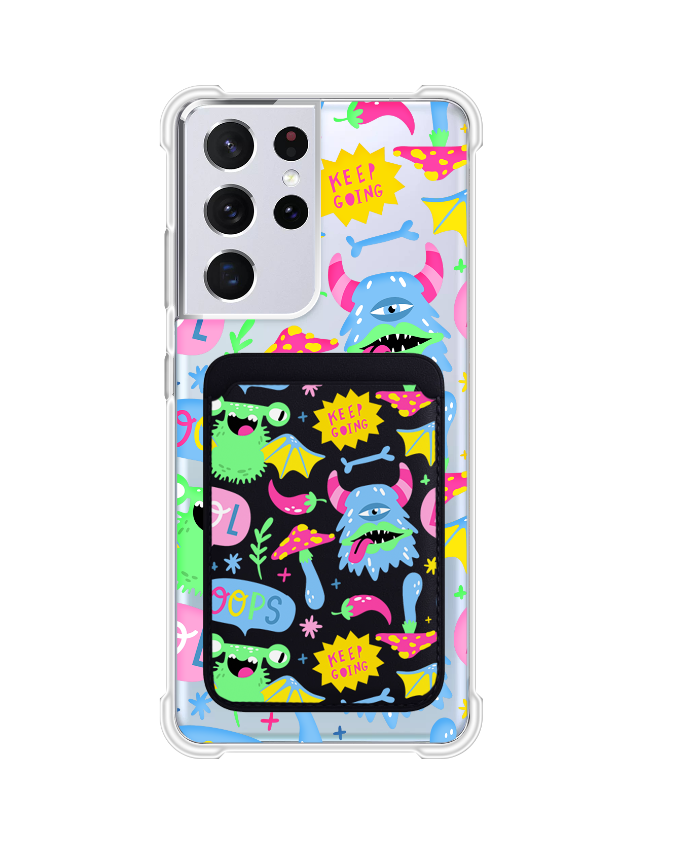 เคสกระเป๋าสตางค์แม่เหล็กสำหรับ Android - Monster Say Keep Going