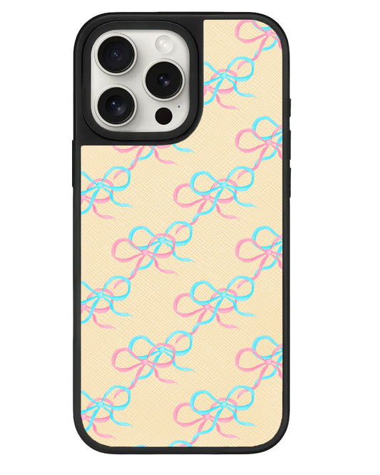 iPhone Leather Grip - Coquette Pink & Blue Bow