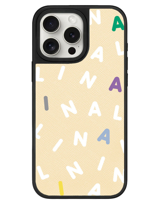 قبضة جلدية لهاتف iPhone - مونوغرام 2.0 مخصص باللون الأبيض