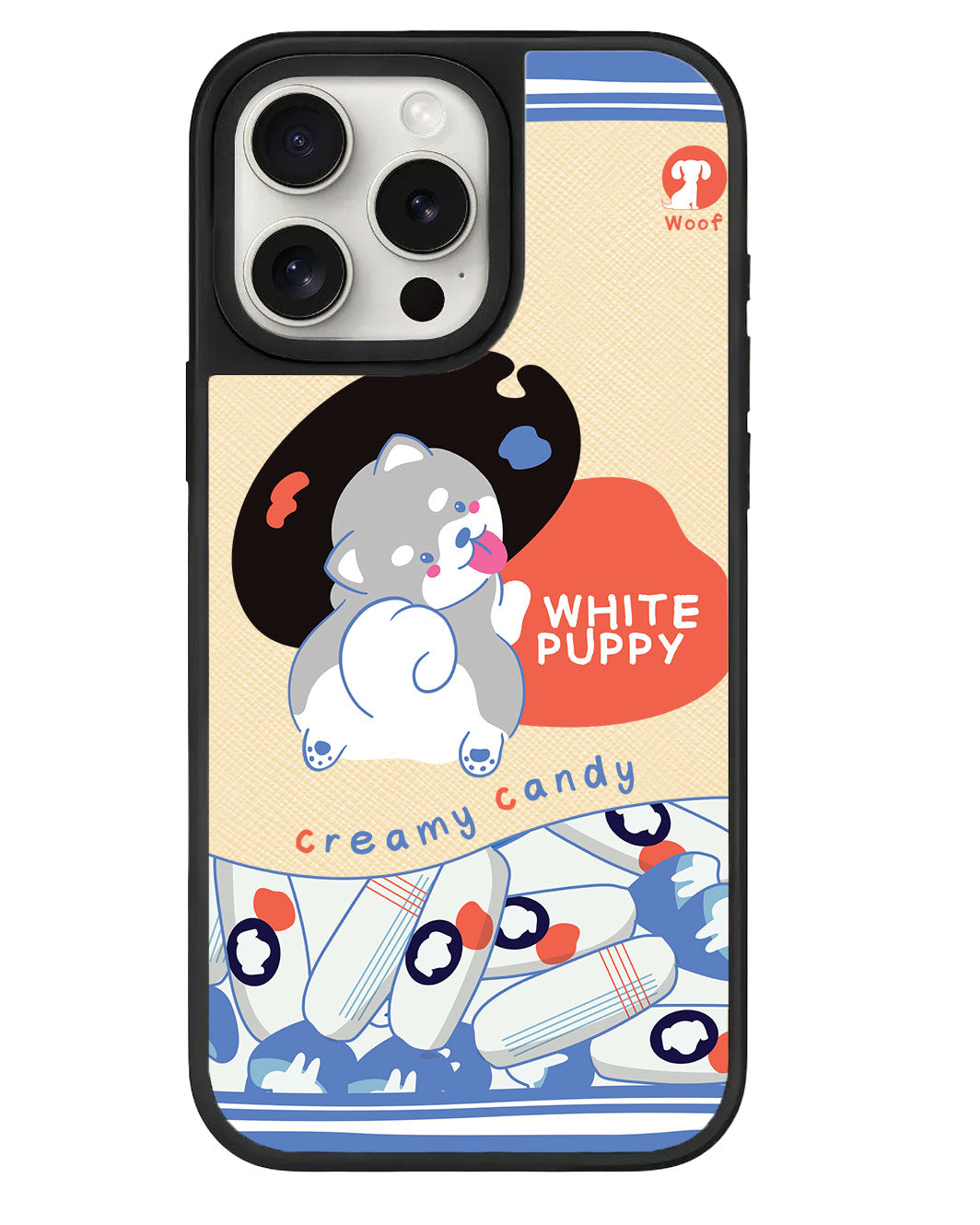 ที่จับหนังสำหรับ iPhone - ลายลูกสุนัขสีขาว