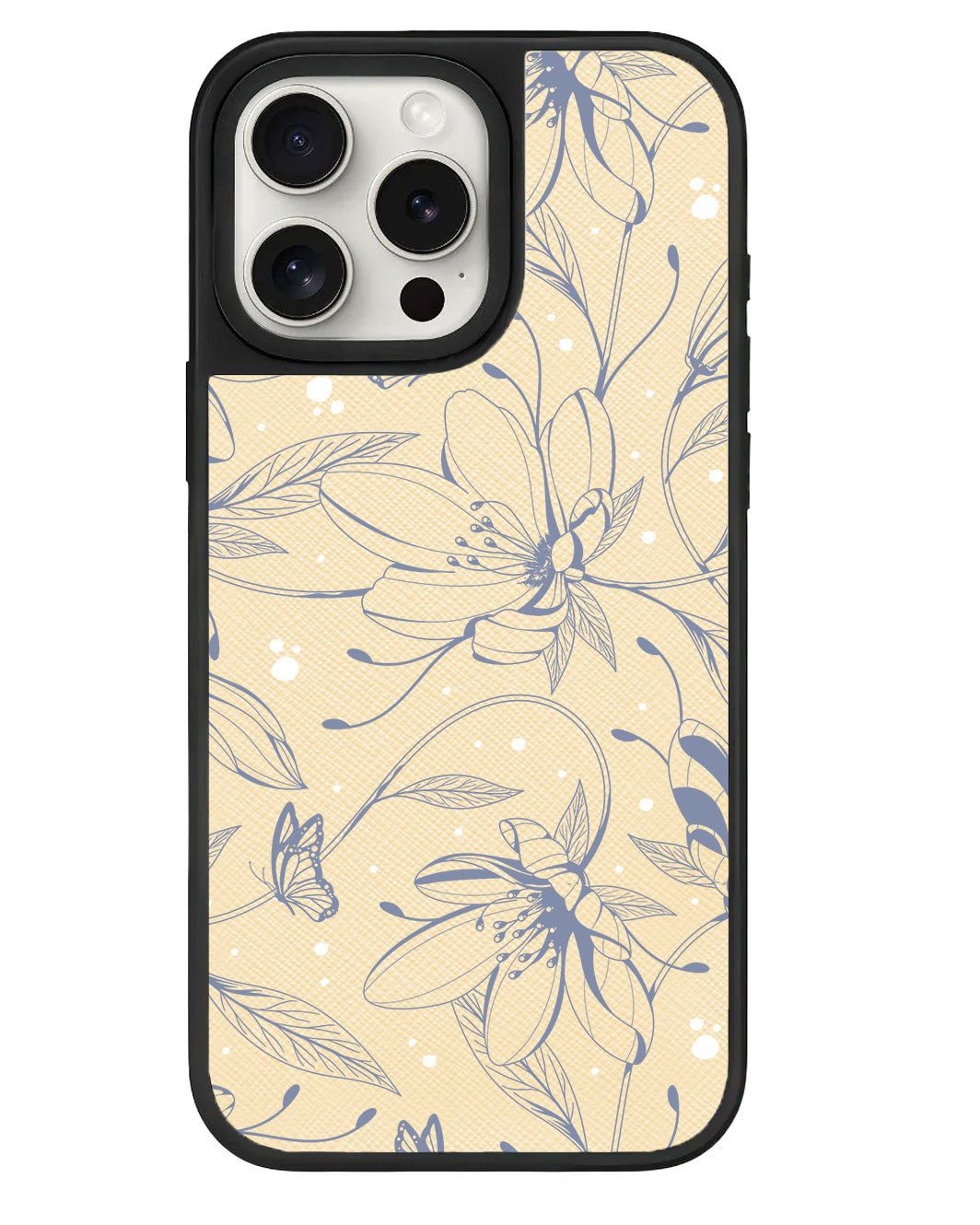 เคสหนังสำหรับ iPhone - Sketchy Flower & Butterfly 2.0