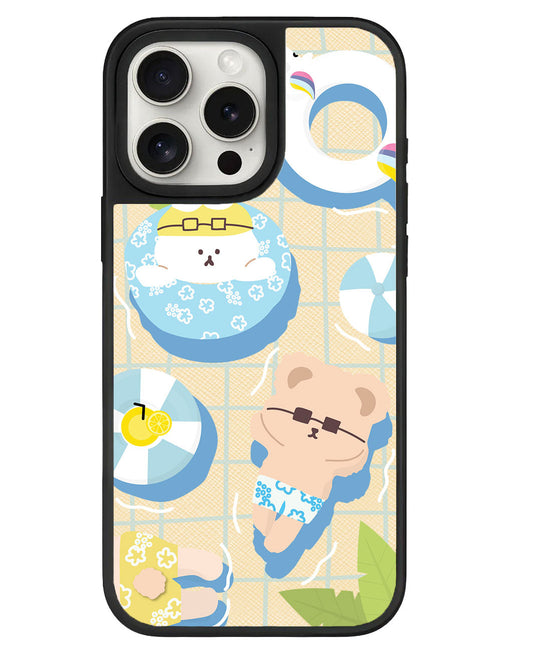 قبضة جلدية لهاتف iPhone - أزرق لحفلات السباحة