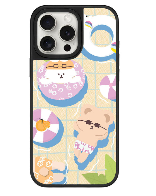 قبضة جلدية لهاتف iPhone - وردي لحفلات السباحة