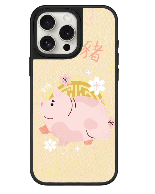 قبضة جلدية لهاتف iPhone - خنزير (شيو / برج صيني)