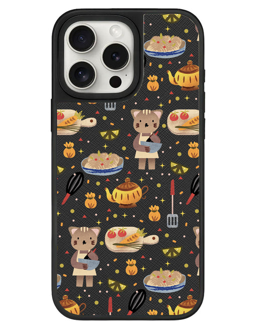 iPhone Leather Grip - Cooking Cat