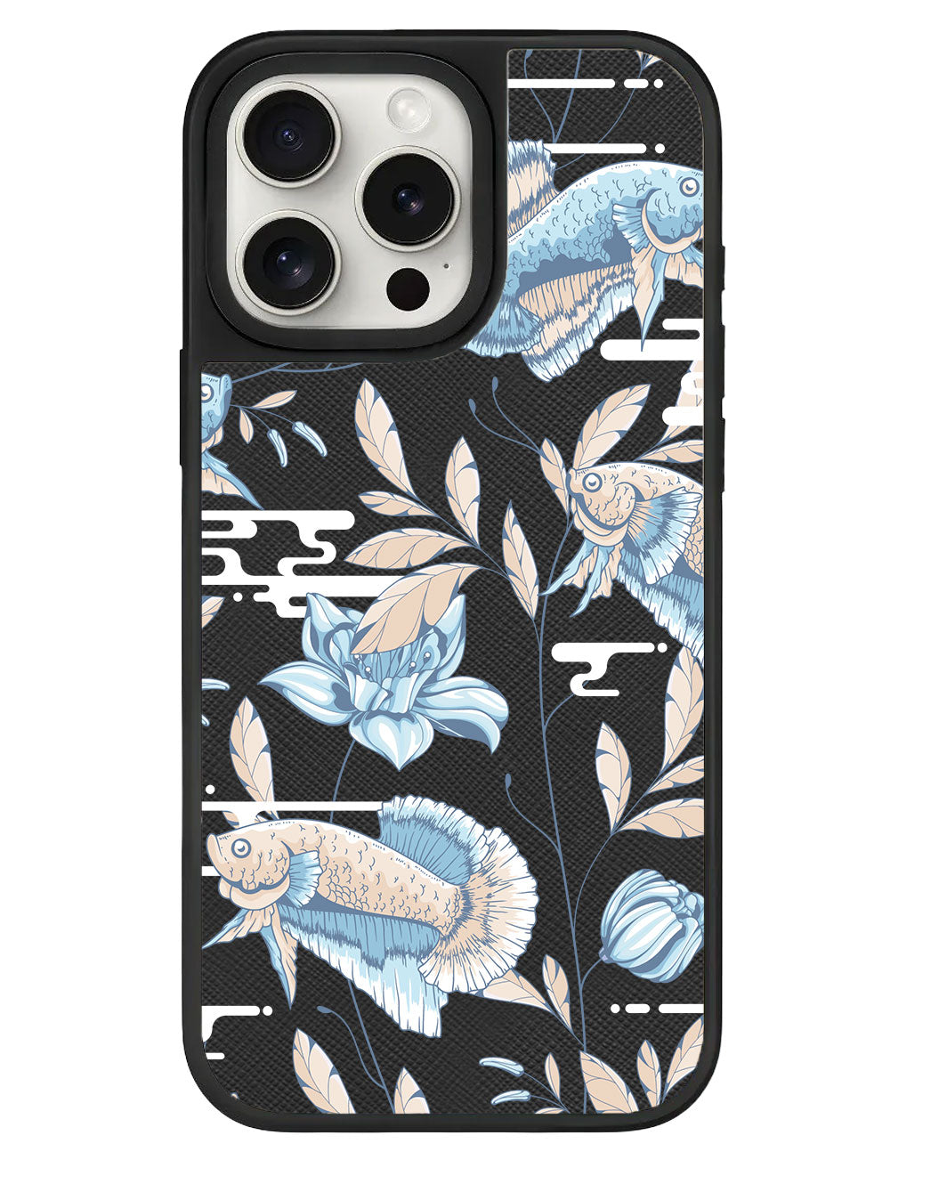 ที่จับหนังสำหรับ iPhone - ลายปลาและดอกไม้ 4.0