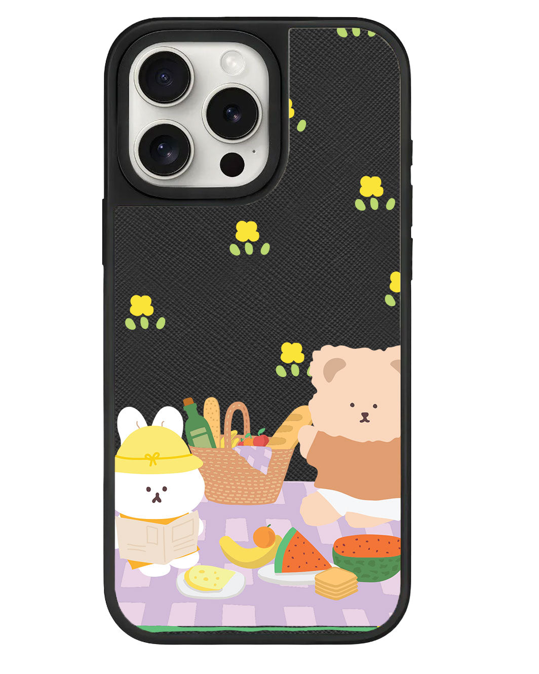ปลอกหนังสำหรับ iPhone - สี Picnic Bear สีม่วง