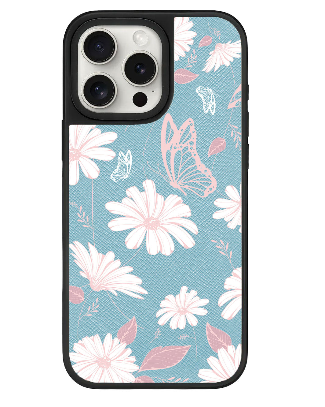 ปลอกหนังสำหรับ iPhone - ลาย Butterfly & Daisy