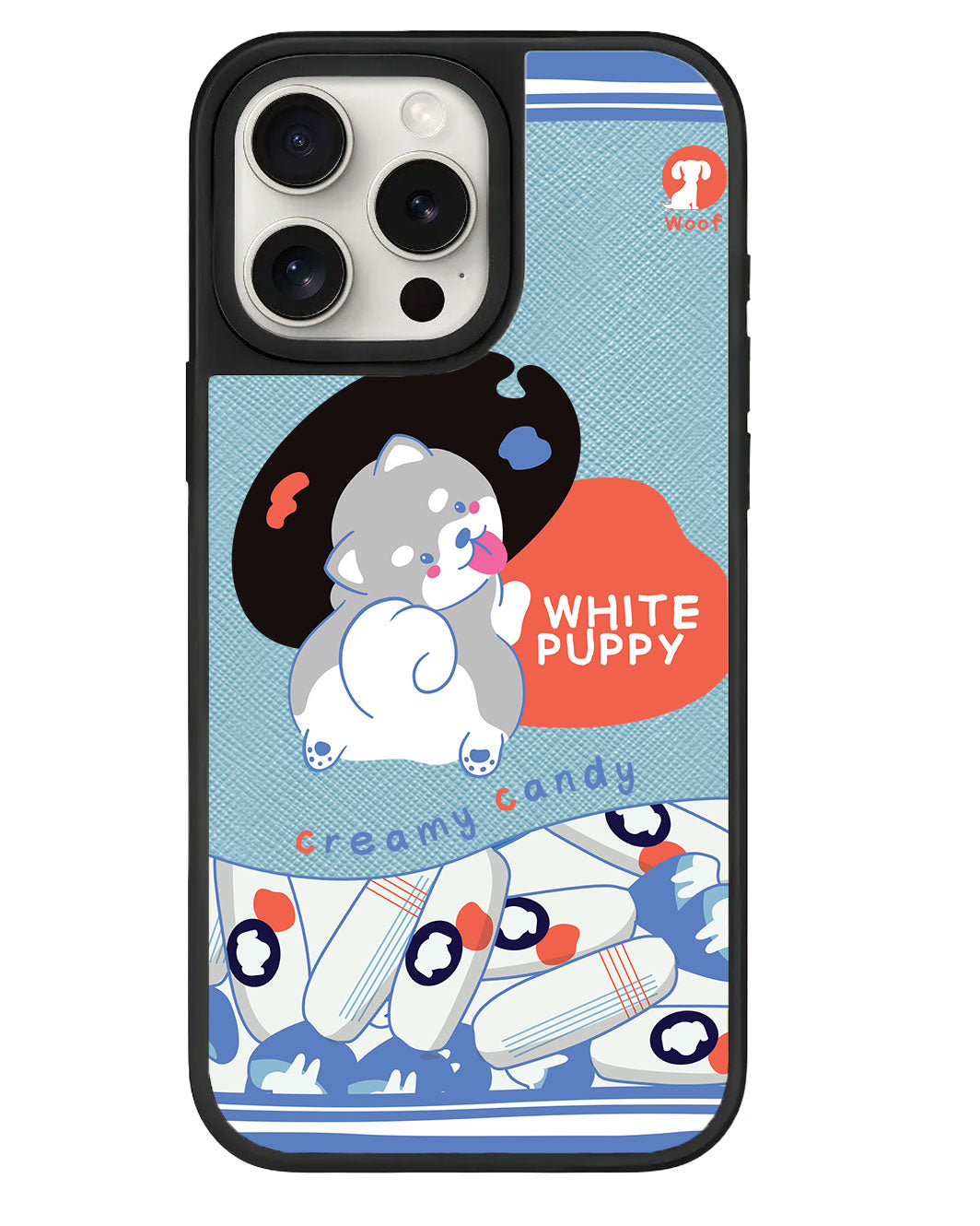 ที่จับหนังสำหรับ iPhone - ลายลูกสุนัขสีขาว
