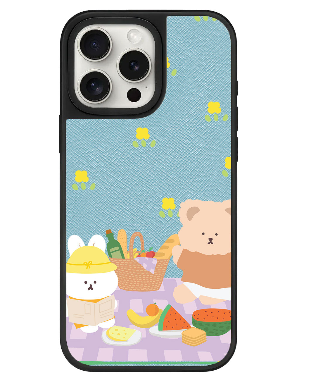 ปลอกหนังสำหรับ iPhone - สี Picnic Bear สีม่วง