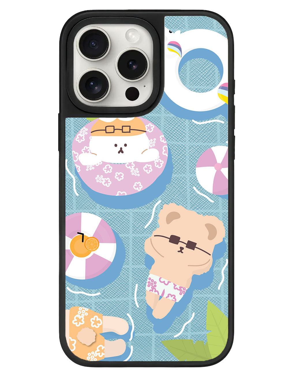 ปลอกหุ้มหนังสำหรับ iPhone - สีชมพู Pool Party