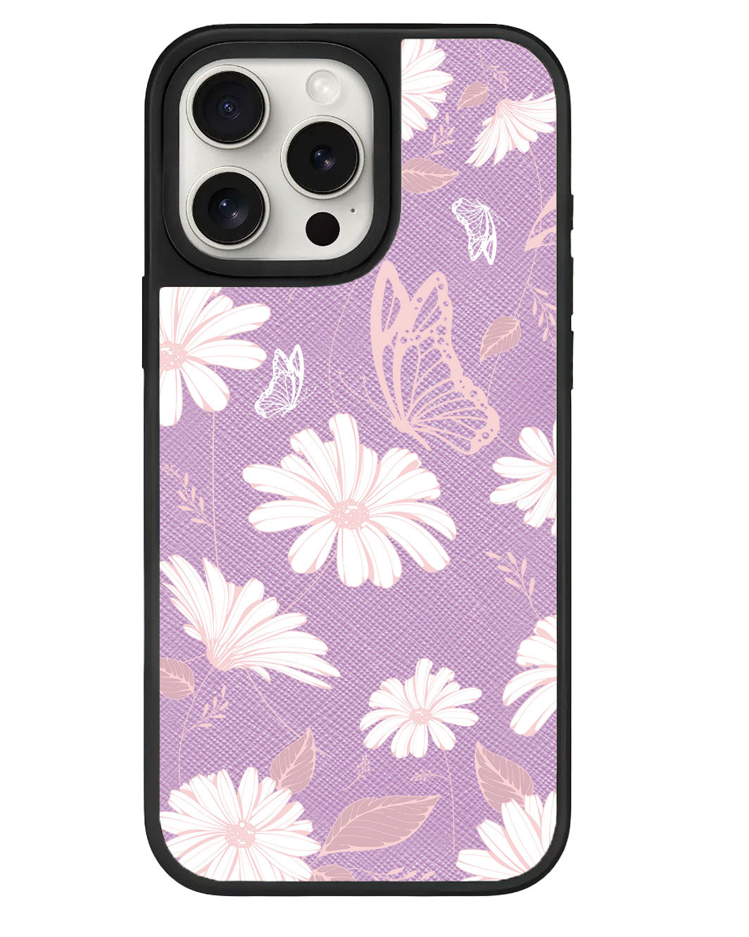 ปลอกหนังสำหรับ iPhone - ลาย Butterfly & Daisy