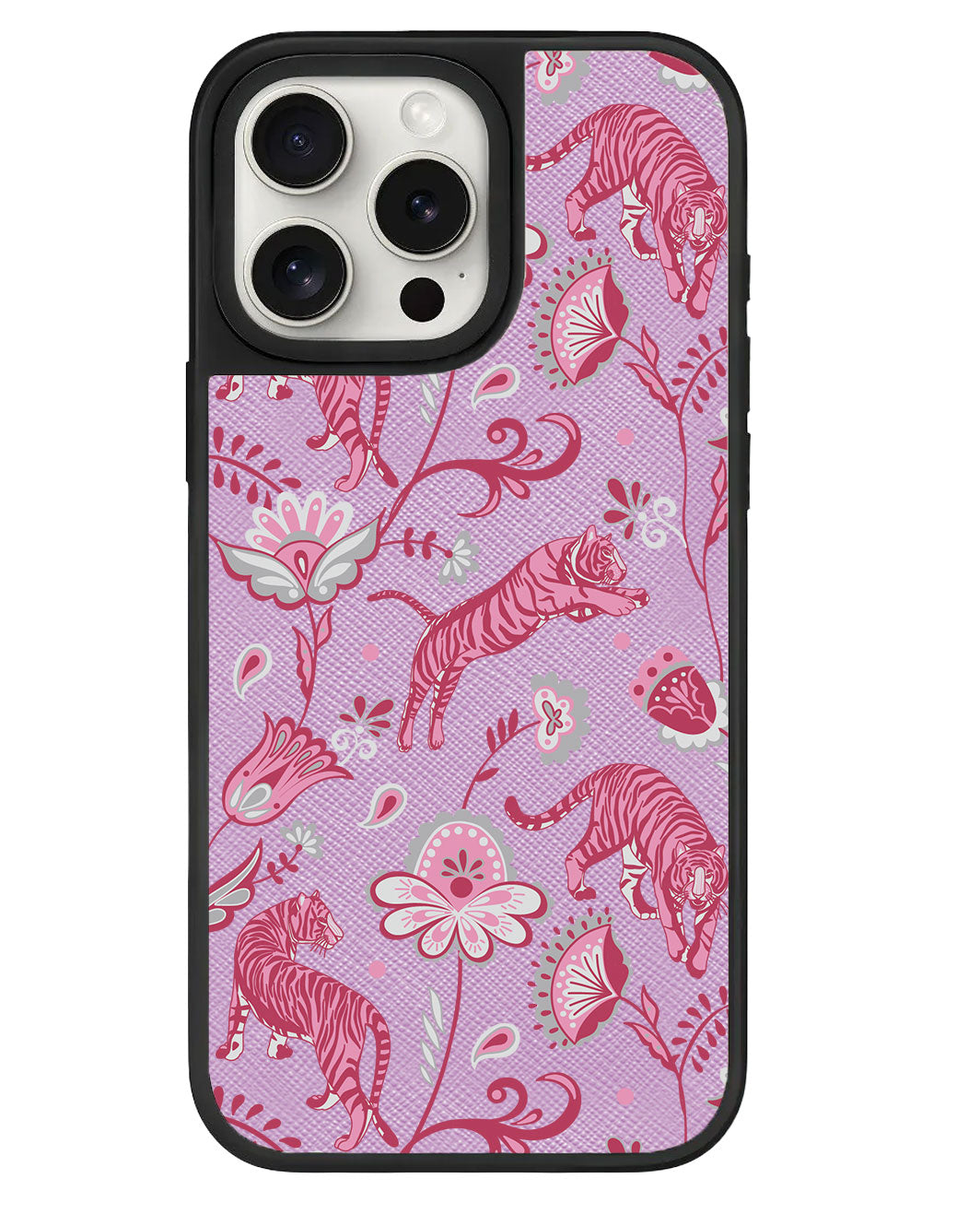 เคสหนังสำหรับ iPhone - ลาย Tiger & Floral 7.0