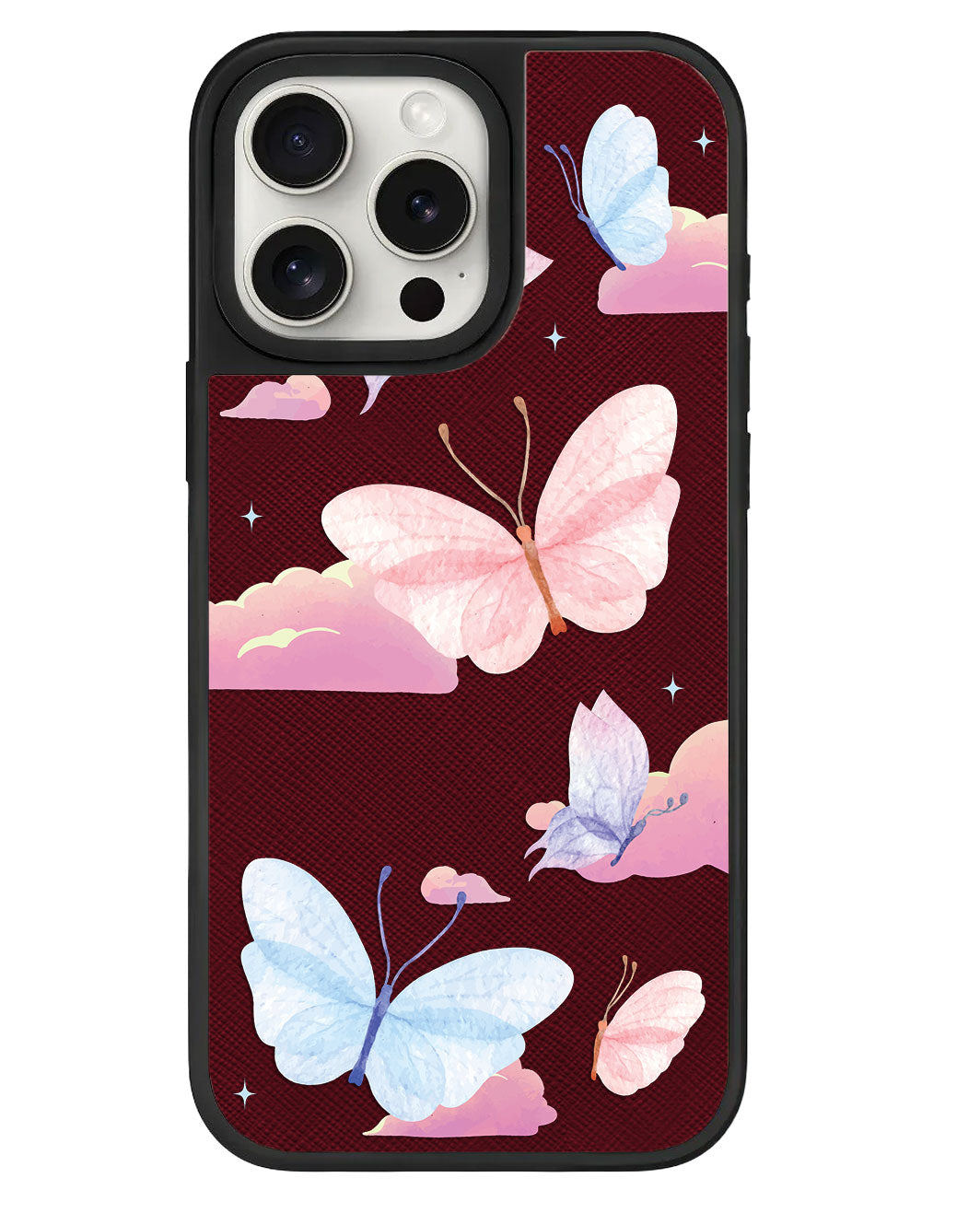 ที่จับหนังสำหรับ iPhone - ลาย Butterfly & Clouds