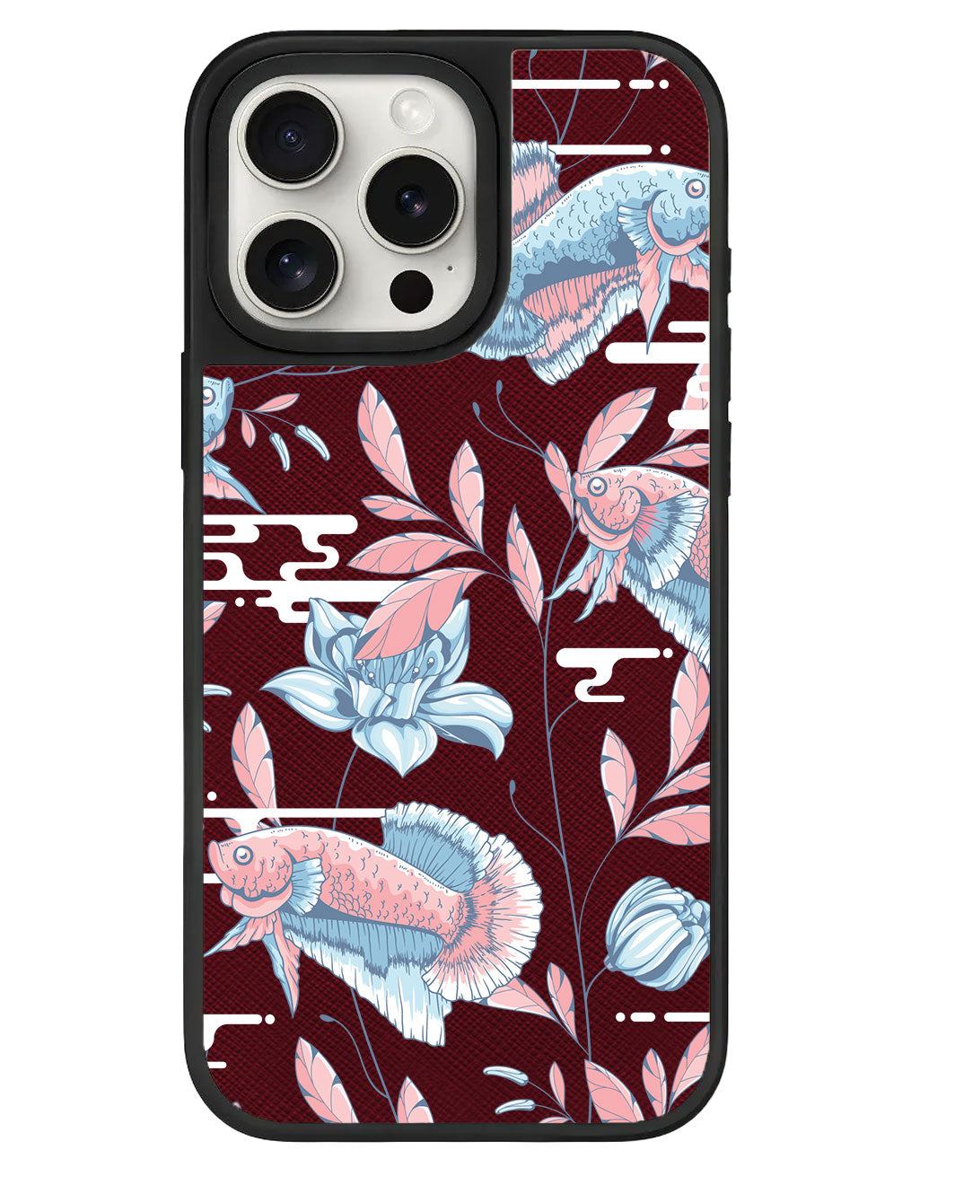 ที่จับหนังสำหรับ iPhone - ลายปลาและดอกไม้ 3.0